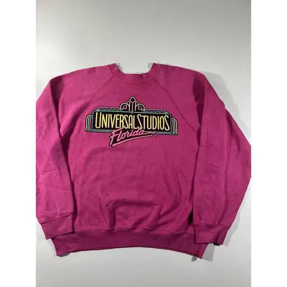 Universal Studios Florida Vintage Pink Sweatshirt - Picture 1 of 9